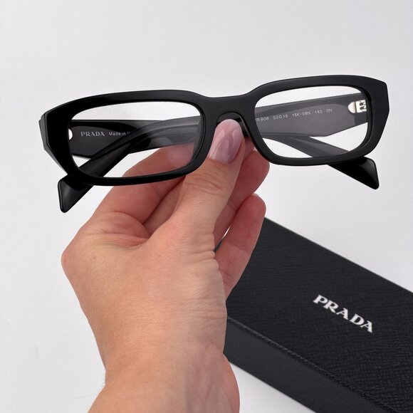 Prada PRB06S Eyeglasses – Black Rectangle Frame | Model 16K08N - Picture 2 of 9